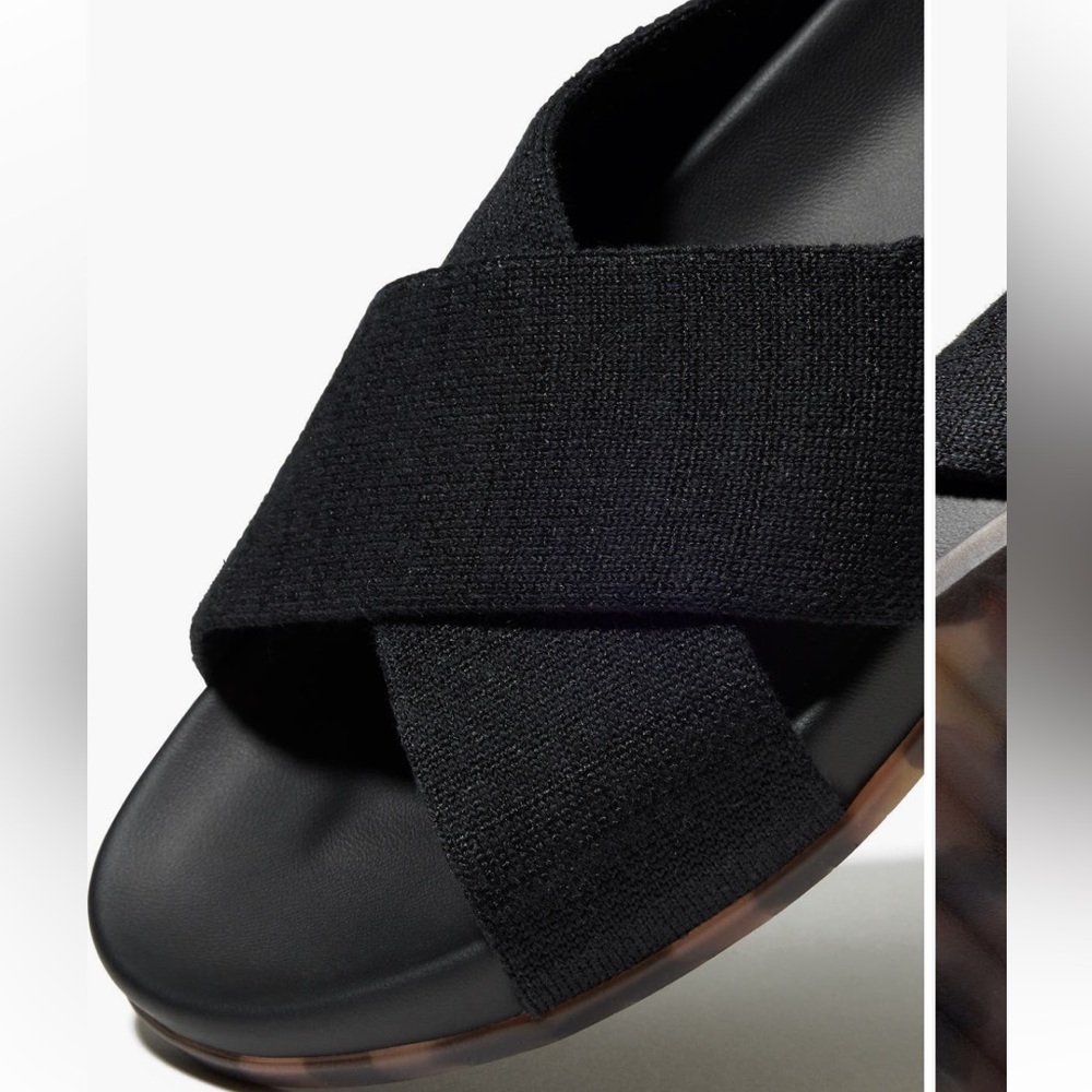 Rothy’s The Weekend Slide Black Crisscross Sandals Size 7 - Picture 3 of 9